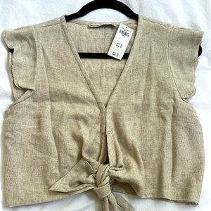 Abercrombie & Fitch Linen-blend Crop Top in SMALL- brand new